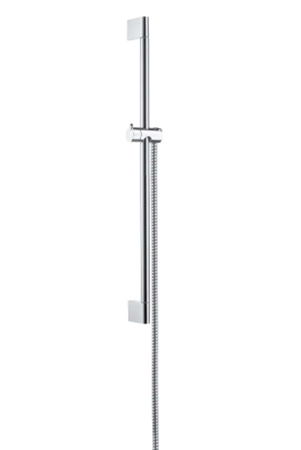 Hansgrohe Brausestange aus Chrom mit einem flexiblen Schlauch. Die Halterung ermöglicht die Anpassung der Duschhöhe. Eignet sich für die Montage in Duschräumen.
